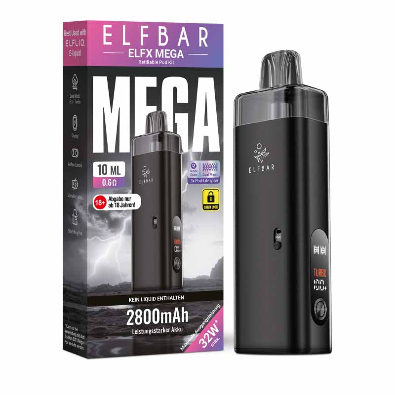 Elfx Mega e-Zigaretten Set (2.800 mAh) Elfbar Luft E-Zigaretten Elfx Mega e-Zigaretten Set (2.800 mAh) Elfbar Luft E-Zigaretten