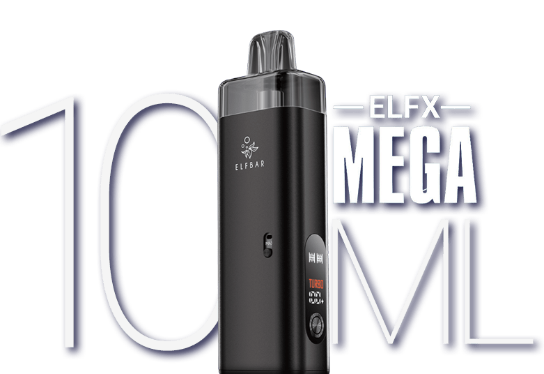Elfbar Elfx Mega Grafik mit Device und Logo