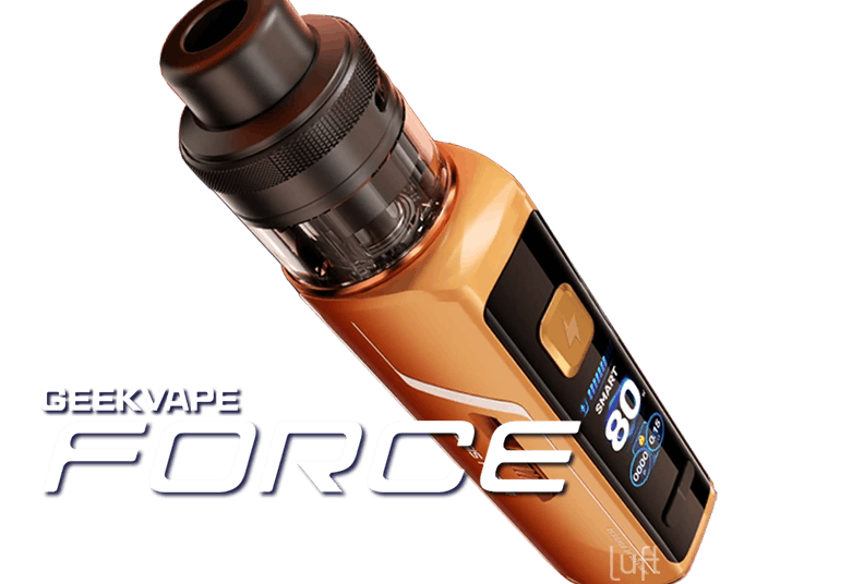 Geekvape Aegis Force orange schwebend mit Logo